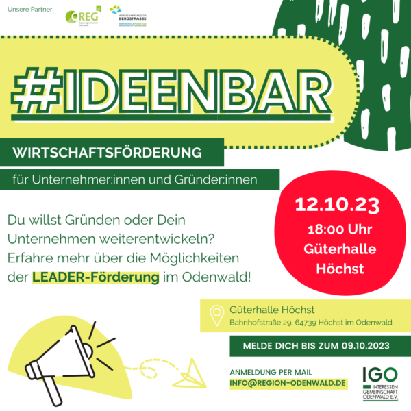 Ideenbar Für Gründer:innen Und Unternehmer:innen Am 12. Oktober2023 In Höchst I. Odw.